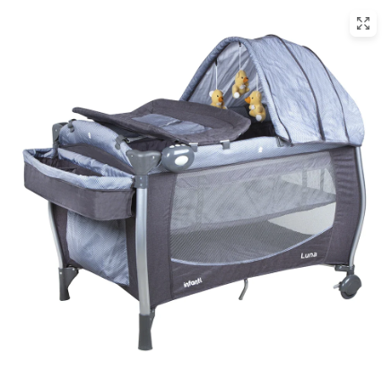 Cuna Playard Luna Gris Dots Infanti